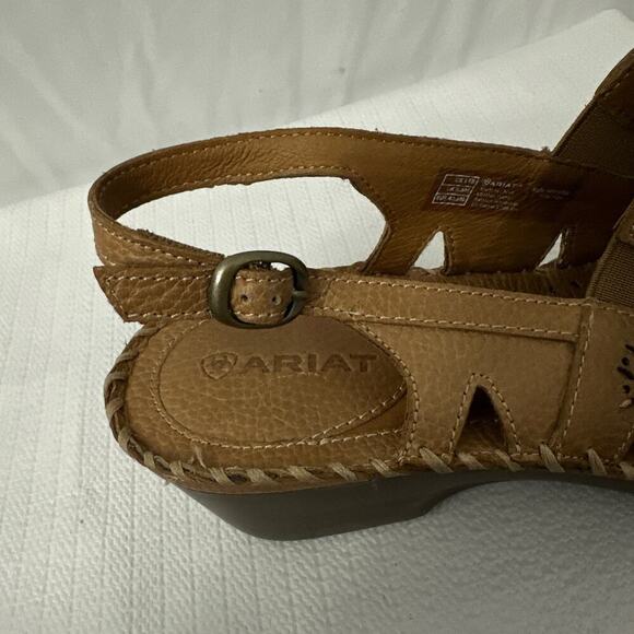 NWOB Women’s 11 B Polly Ray Slingback Brown Western Leather Wedge - Picture 10 of 14